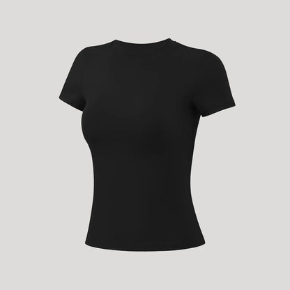 Timeoff 5-Piece Solid Sports Tee Set round Neck Slim Stretchy Ideal for Yoga Gym Workouts Women'S Athletic Wear Sporty Style Clothes Gym Shirts Workout Tops Oversized Gym Shirts Fitness Outfit
