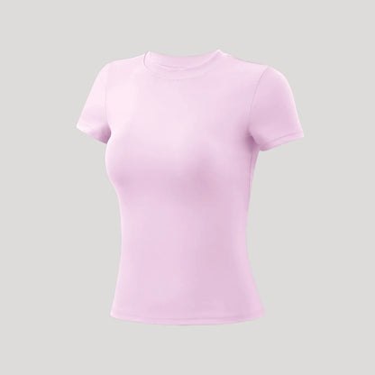 Timeoff 5-Piece Solid Sports Tee Set round Neck Slim Stretchy Ideal for Yoga Gym Workouts Women'S Athletic Wear Sporty Style Clothes Gym Shirts Workout Tops Oversized Gym Shirts Fitness Outfit