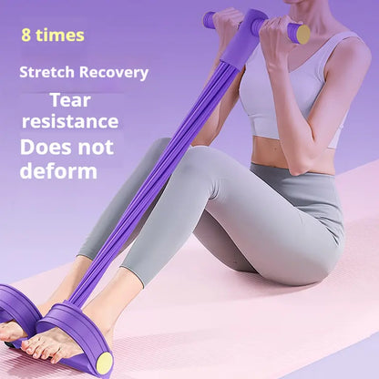 6-Strand Heavy Duty Abdominal Crunch Fitness Equipment – Leg & Core Workout, Sit-Up Assist, Home Gym Exercise, Non-Slip Foot Pedal & Resistance Bands (Portable)