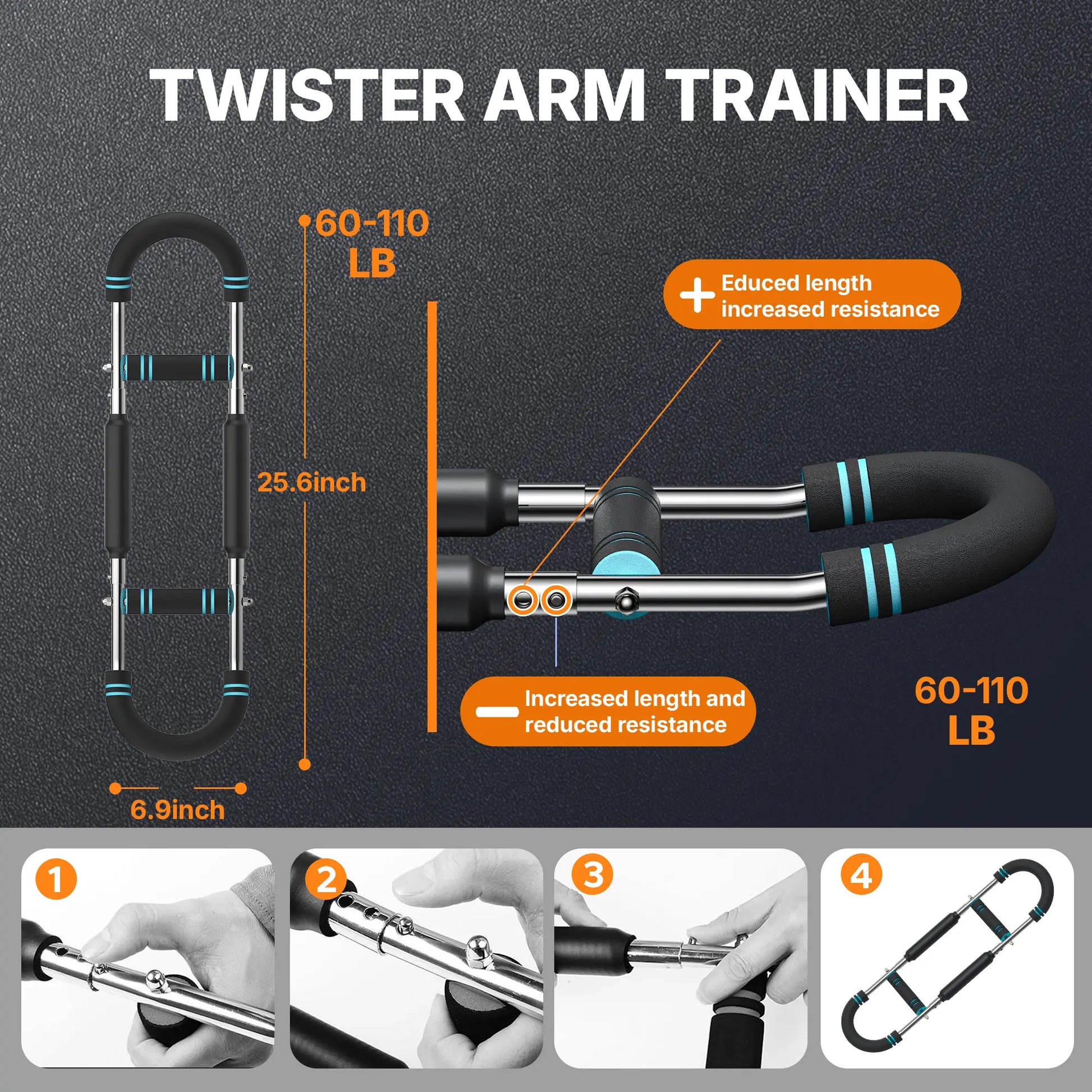 Merach Adjustable Power Twister Bar for Arm Trainer, Chest and Arm Strength Training Equipment for Men, Portable Upper Body Workout Machine for Home Gym Fitness, Shoulder Muscle Training, Portable Spring Resistance, Tiktokshopblackfriday Springstatements