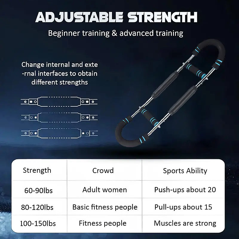 Twister Arm Trainer Adjustable Strength Bar for Chest & Arm Workout Portable Home Gym Equipment for Men Ideal for Upper Body Fitness Springstatements