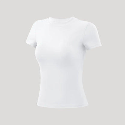 Timeoff 5-Piece Solid Sports Tee Set round Neck Slim Stretchy Ideal for Yoga Gym Workouts Women'S Athletic Wear Sporty Style Clothes Gym Shirts Workout Tops Oversized Gym Shirts Fitness Outfit