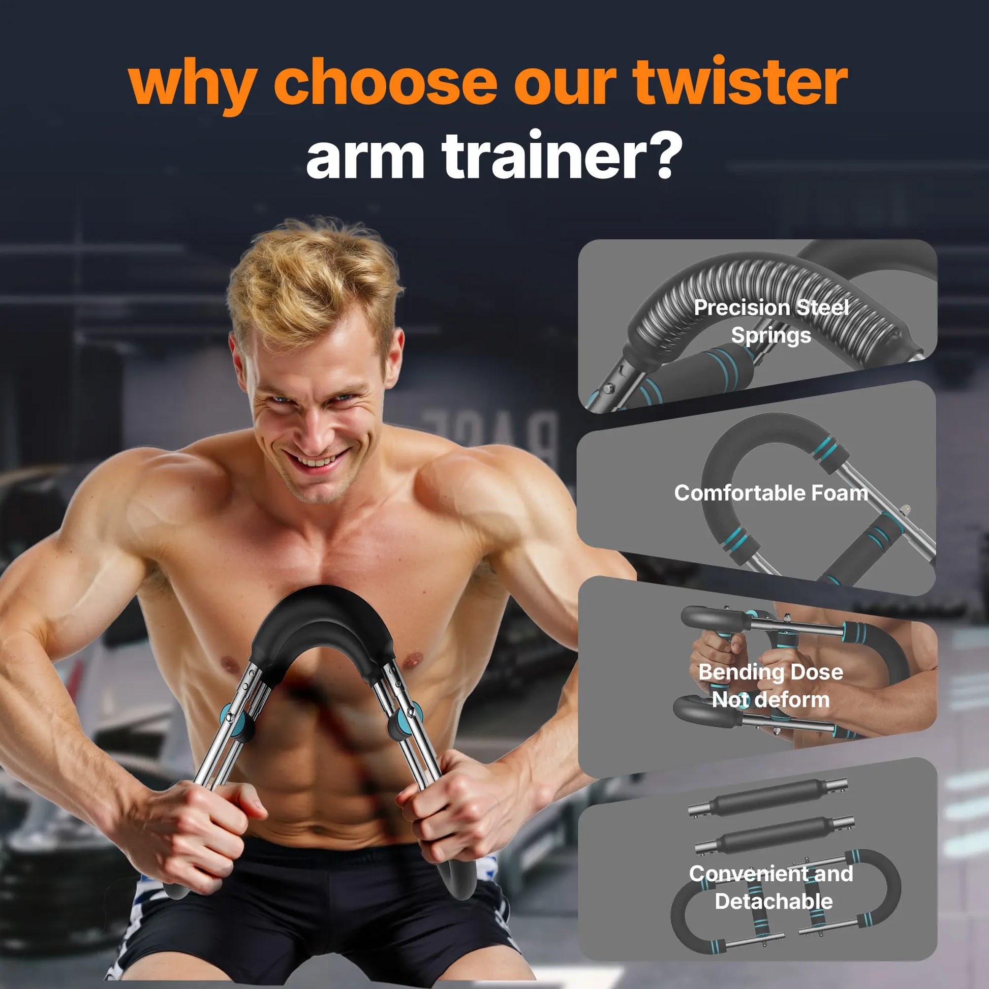 Merach Adjustable Power Twister Bar for Arm Trainer, Chest and Arm Strength Training Equipment for Men, Portable Upper Body Workout Machine for Home Gym Fitness, Shoulder Muscle Training, Portable Spring Resistance, Tiktokshopblackfriday Springstatements
